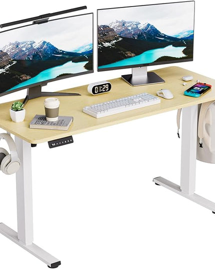 Standing Desk, Height Adjustable Desks with Powerful Motor and Cable Management,electric Sit Stand Desk with Hight Preset Design for Home Office Use 55x24 in Maple - LeafyLoom