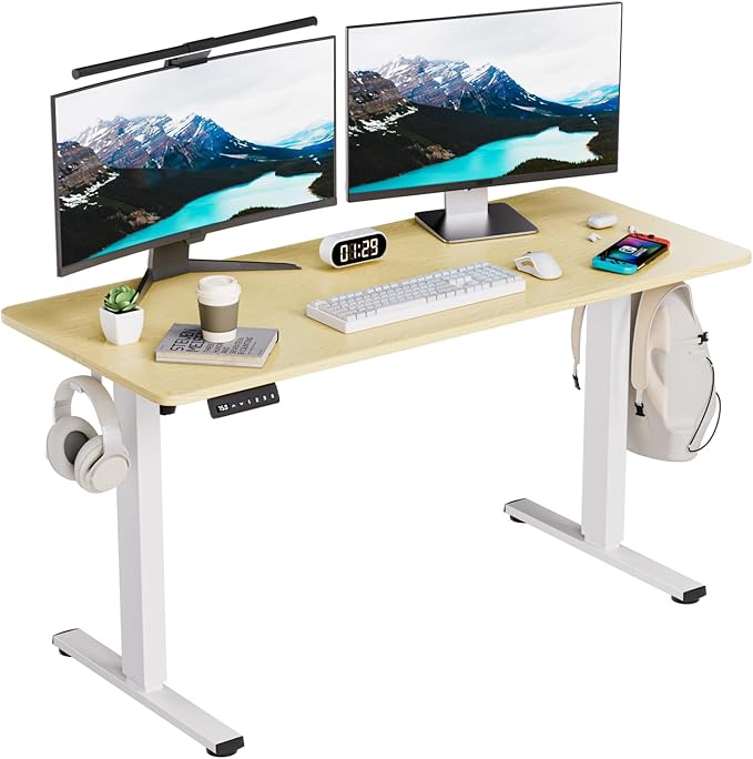 Standing Desk, Height Adjustable Desks with Powerful Motor and Cable Management,electric Sit Stand Desk with Hight Preset Design for Home Office Use 55x24 in Maple - LeafyLoom