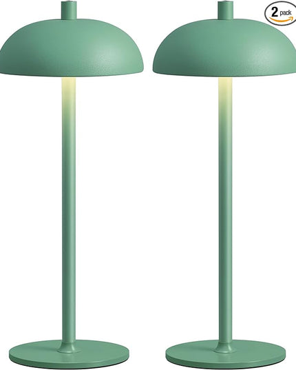 Cordless LED Table Lamp Set of 2, Modern Portable Desk Lamp, 3 Color Stepless Dimming Built-in Rechargeable Battery Lights, for Bedroom, Patio, Outdoor, Restaurant, Bedside Night Lamp(Green) - LeafyLoom