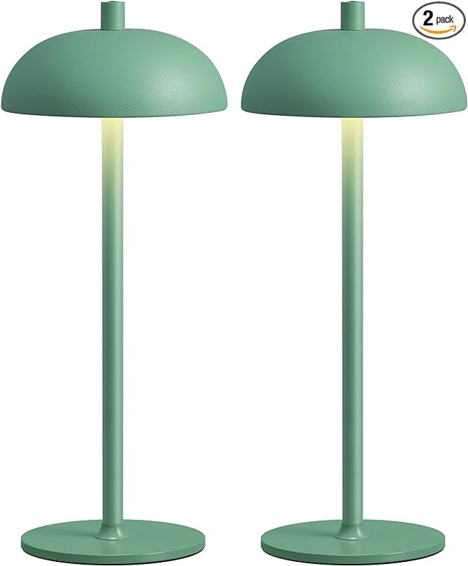 Cordless LED Table Lamp Set of 2, Modern Portable Desk Lamp, 3 Color Stepless Dimming Built-in Rechargeable Battery Lights, for Bedroom, Patio, Outdoor, Restaurant, Bedside Night Lamp(Green) - LeafyLoom
