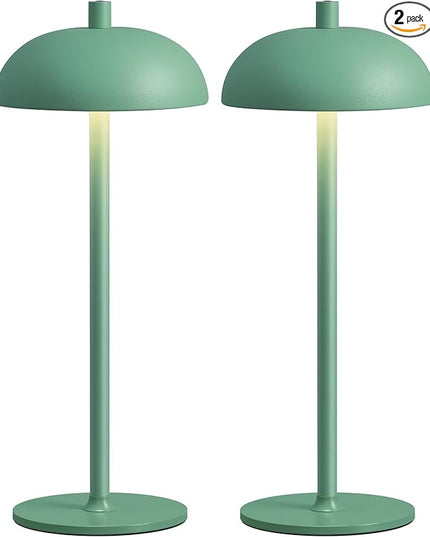 Cordless LED Table Lamp Set of 2, Modern Portable Desk Lamp, 3 Color Stepless Dimming Built-in Rechargeable Battery Lights, for Bedroom, Patio, Outdoor, Restaurant, Bedside Night Lamp(Green) - LeafyLoom