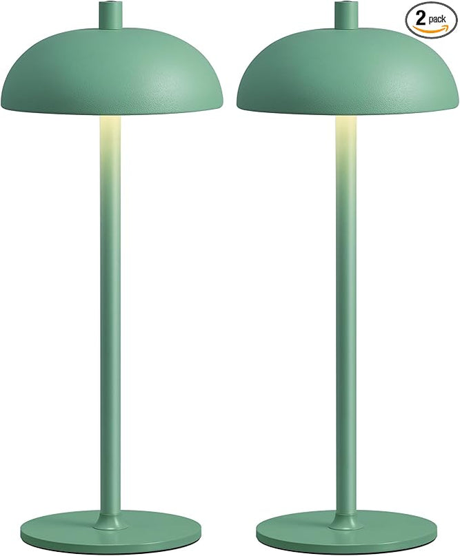 Cordless LED Table Lamp Set of 2, Modern Portable Desk Lamp, 3 Color Stepless Dimming Built-in Rechargeable Battery Lights, for Bedroom, Patio, Outdoor, Restaurant, Bedside Night Lamp(Green) - LeafyLoom
