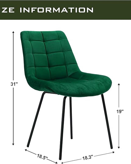 NicBex Velvet Dining Chairs, Upholstered Reception Chairs, Tufted Accent Chair with Metal Legs for Home Kitchen, Living Room, Set of 2, Green - LeafyLoom