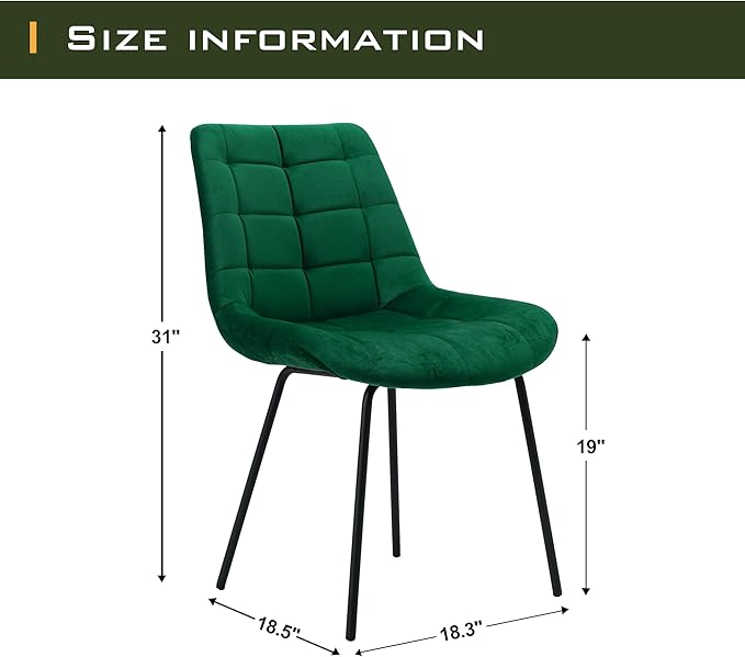 NicBex Velvet Dining Chairs, Upholstered Reception Chairs, Tufted Accent Chair with Metal Legs for Home Kitchen, Living Room, Set of 2, Green - LeafyLoom