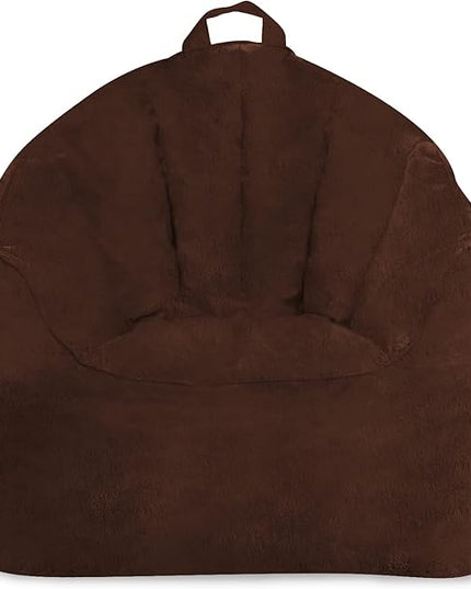 Posh Creations Structured Comfy Bean Bag Chair for Gaming, Reading, and Watching TV, Malibu Lounge, Rabbit Fur - Brown - LeafyLoom