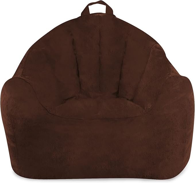 Posh Creations Structured Comfy Bean Bag Chair for Gaming, Reading, and Watching TV, Malibu Lounge, Rabbit Fur - Brown - LeafyLoom