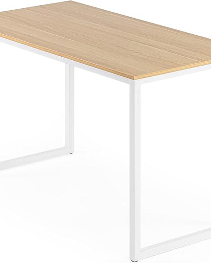 ZINUS Jennifer 47 Inch Computer Workstation / Office Desk - White Frame & Natural Top - LeafyLoom