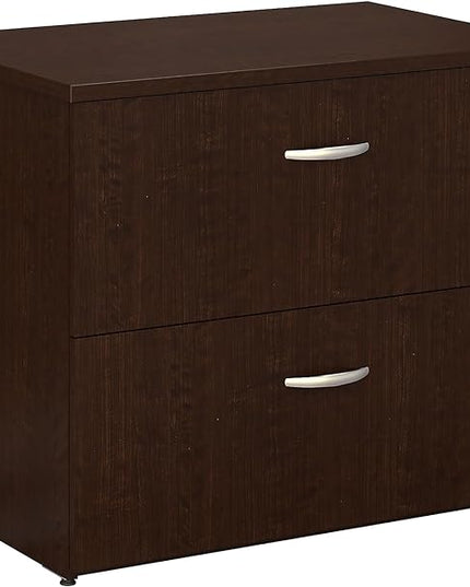 Bush Business Furniture Series C 2 Drawer Lateral File Cabinet, Locking Document Storage for Home or Professional Office, Mocha Cherry - LeafyLoom