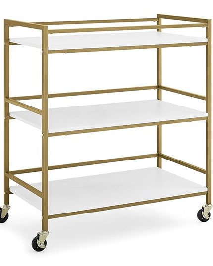 Delta Children Jade Changing Table/Cart, White Melamine/Bronze - LeafyLoom