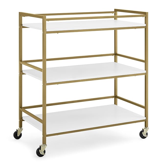 Delta Children Jade Changing Table/Cart, White Melamine/Bronze - LeafyLoom