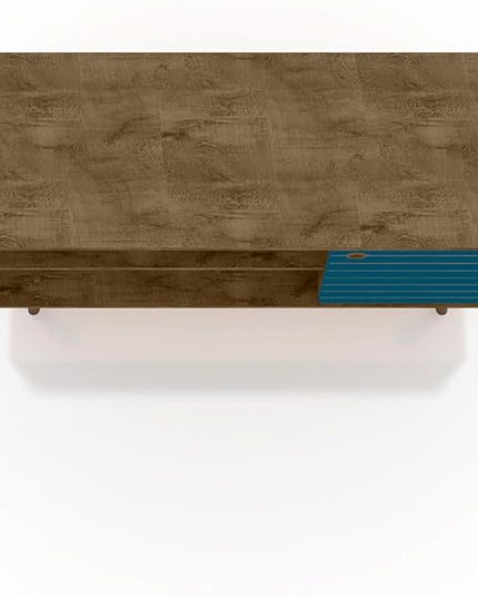 Manhattan Comfort Liberty Mid Century Modern TV Stand for Televisions up to 46 Inches, Bedroom and Living Room Entertainment Center with Storage, Shelves, and Cabinet, 43" Wide, Rustic Brown/Aqua - LeafyLoom