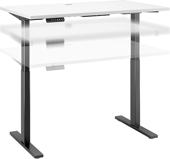 Bush Business Furniture Move 60 Electric Ergonomic Sit-Stand Computer Table for Home and Professional Office, 48W x 24D, White - LeafyLoom