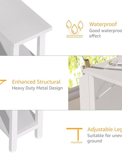 White L Shaped Computer Desk with Power Outlet Shelves, 40 Inch Small Corner Desk for Small Space Home Office, Study Work PC Desks for Bedroom, White - LeafyLoom
