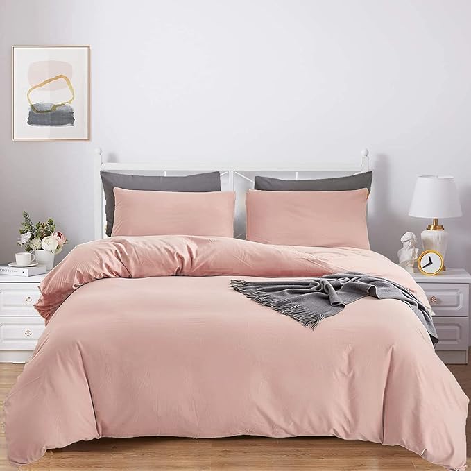 Pink Color Comforter Sets Pure Blush Color Bedding Set Women Rose Pink Comforter Set Lightweight 3 Pieces Solid Pink Blanket Girls Pink Breathable Bed Comforter Set Durable Bedding Set - LeafyLoom