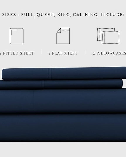 Linen Market Bed Sheets for Full Size Bed (Navy) - Sleep Better Than Ever with These Soft and Cooling Full Sheets - Deep Pocket Fits 16" Thick Beds - 4 Piece Full Sheet Set - LeafyLoom