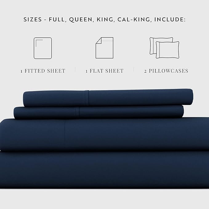 Linen Market Bed Sheets for Full Size Bed (Navy) - Sleep Better Than Ever with These Soft and Cooling Full Sheets - Deep Pocket Fits 16" Thick Beds - 4 Piece Full Sheet Set - LeafyLoom