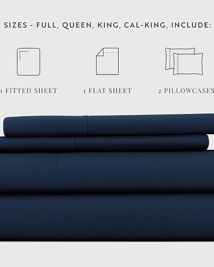 Linen Market Bed Sheets for King Size Bed (Navy) - Sleep Better Than Ever with These Soft and Cooling King Sheets - Deep Pocket Fits 16" Thick Beds - 4 Piece King Sheet Set - LeafyLoom