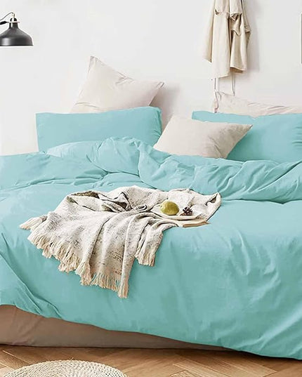 ETDIFFE Turquoise Queen Size Comforter, 3 Piece Aesthetic Modern Teal Bedding Set - Soft & Lightweight All Season Microfiber Down Alternative Bed Comforter with 2 Pillow Shams for Women Men - LeafyLoom