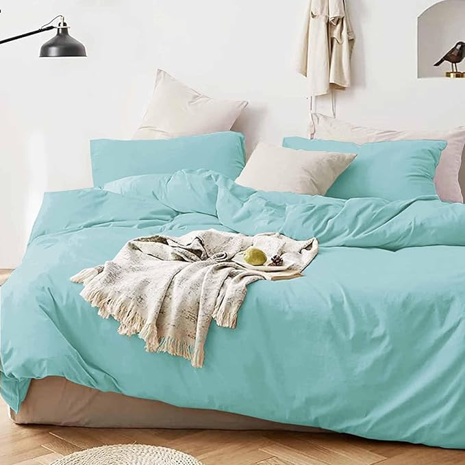 ETDIFFE Turquoise King Size Comforter, 3 Piece Aesthetic Modern Teal Bedding Set - Soft & Lightweight All Season Microfiber Down Alternative Bed Comforter with 2 Pillow Shams for Women Men - LeafyLoom
