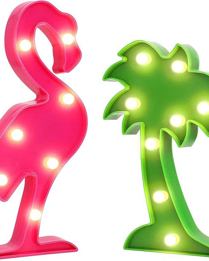 AceList Tropical Luau Party Supplies Flamingos Palm Trees Sign Light for Hawaiian Themed Party Decoration Birthday Bedroom Wall Decor Table Centerpieces - LeafyLoom