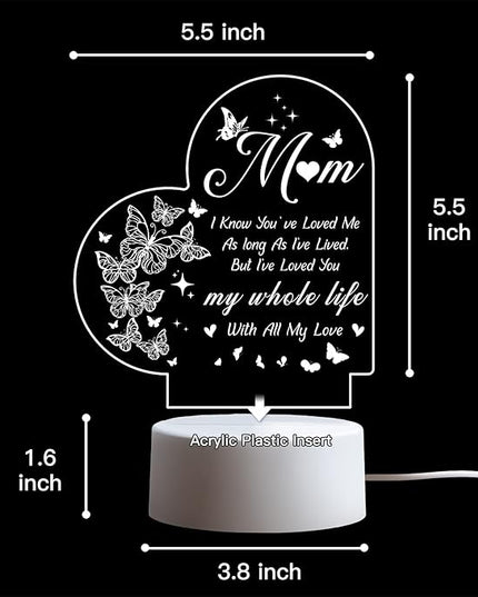 Mothers Day Gifts, Gifts for Mom, Birthday Gifts for Mom from Daughter Son, Best Mom Ever Gifts for Thanksgiving, Christmas, Engraved Night Light Gifts for Mom Who Has Everything, Bonus Mom, Stepmom - LeafyLoom