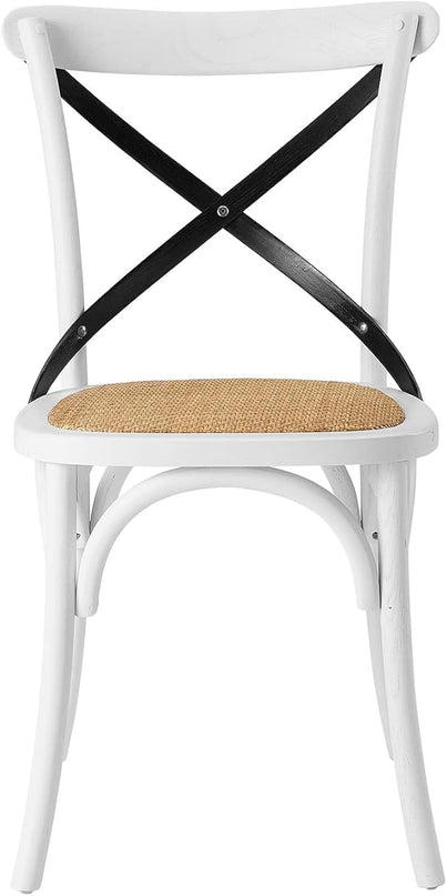 Modway Gear Side Set of 2, Two Dining Chairs, White Black - LeafyLoom