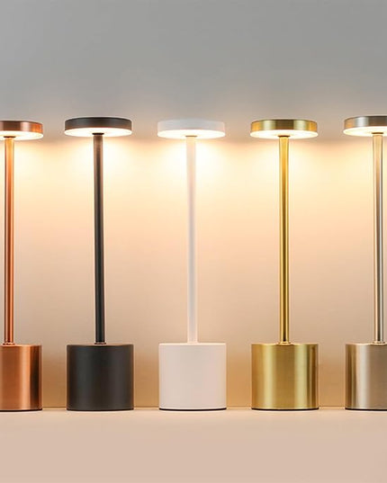 2 Pack Cordless Table Lamp Rechargeable 5000mAh Battery Operated Portable LED Desk Lamp 3 Color Temperature Stepless Dimming for Bedroom Restaurant Coffee Shop Party (Gold) - LeafyLoom