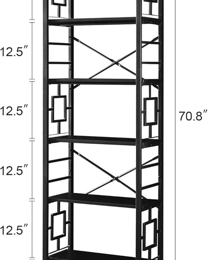 HOMISSUE Tall Bookshelf, Industrial 6-Tier Bookshelf with Unique Design, Open Bookshelves and Bookcases,Black - LeafyLoom