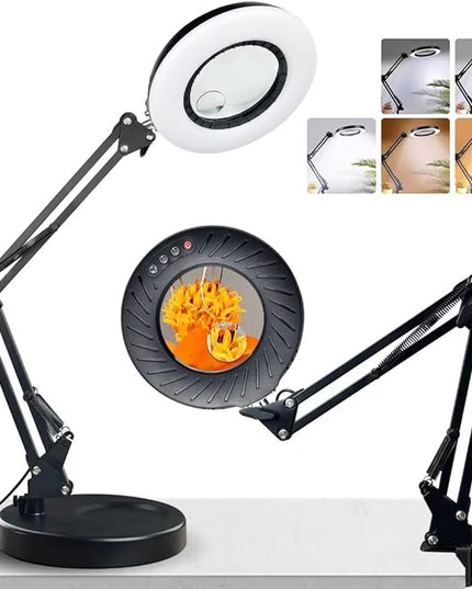 10X15X Magnifying Glass with Light and Stand 2-in-1 LED Magnifying Glasses with Light-5 Color Modes Stepless Dimmable Real Glass Magnifying Lamp-Hands Free Lighted Magnifying Glass… - LeafyLoom