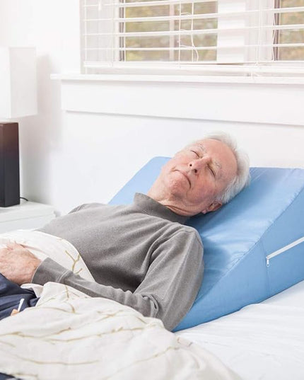 DMI Bed Wedge Pillow and Triangle Wedge with Elevated Incline for Neck Pain, Headaches, Reflux, Shoulders, Back Pain, Foot Support, Knee Pain or Restless Leg Syndrome, 24x24x12 inches, Blue - LeafyLoom