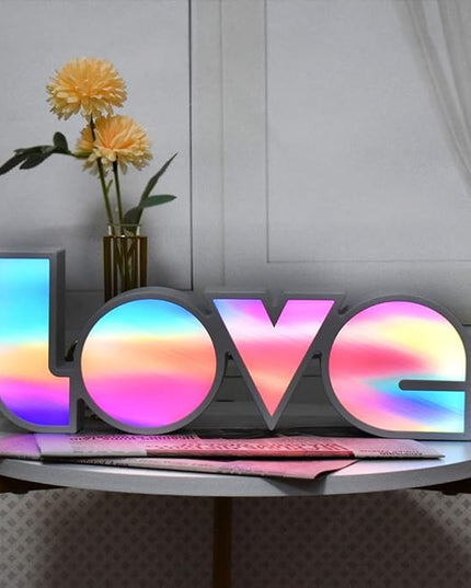 GUOCHENG LED Love Sign Lights - Love Marquee Signs Lamp Battery&USB Power Love Letters Decoration for Home Children Kids Bedroom Nursery,Valentine's Day Gifts(Colorful) - LeafyLoom