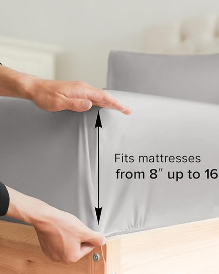 Twin XL Size 3 Piece Sheet Set - Comfy Breathable & Cooling Sheets - Hotel Luxury Bed Sheets for Women & Men - Deep Pockets, Easy-Fit, Soft & Wrinkle Free Sheets - Light Grey Oeko-Tex Bed Sheet Set - LeafyLoom