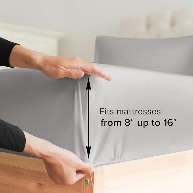 Twin XL Size 3 Piece Sheet Set - Comfy Breathable & Cooling Sheets - Hotel Luxury Bed Sheets for Women & Men - Deep Pockets, Easy-Fit, Soft & Wrinkle Free Sheets - Light Grey Oeko-Tex Bed Sheet Set - LeafyLoom