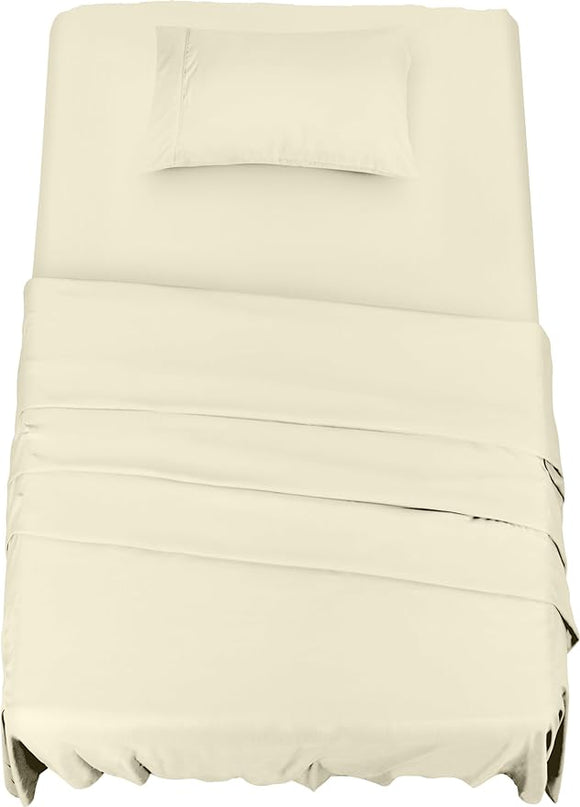 Utopia Bedding Twin Bed Sheets Set - 3 Piece Bedding - Brushed Microfiber - Shrinkage and Fade Resistant - Easy Care (Twin, Ivory) - LeafyLoom