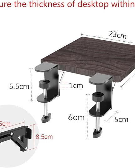 Ergonomics Desk Extender Tray, 9.5"x9.1" Punch-Free Clamp on, Foldable Keyboard Drawer Tray, Table Mount Arm Wrist Rest Shelf, Computer Elbow Arm Support - LeafyLoom