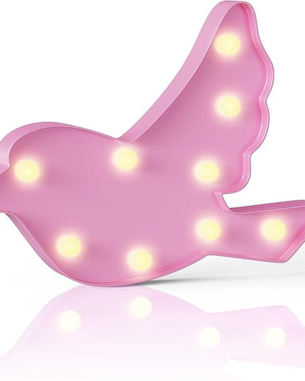 Bird Pink Party Decorations, Battery Powered Bird Night Light for Kids, Girl Birthday Party Decorations, Pink Room Decor for Girls, Pink Wall Decor for Girls Bedroom - LeafyLoom