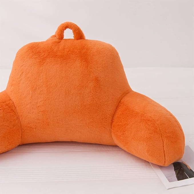 Aimuan Reading Pillow Bed Rest Wedge Large Adult Backrest Pillow with Arms Back Support for Sitting Up in Bed Cushion Incline Rest Sleeping Snoring Pillow, Orange - LeafyLoom