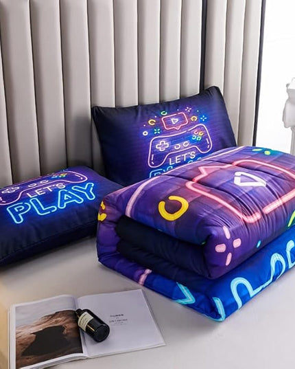 Kids Comforter Set for Boys,Gamer Bedding Sets for Boys,Teen Boy Comforter Set Full,Boys Full Bedding Set,Gaming Comforter Sets Including 1 Gaming Comforter&2 Pillowcases - LeafyLoom