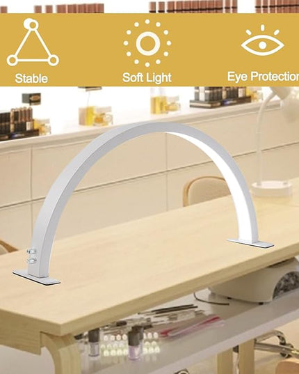 Half Moon Lamp for Naiil Desk 3000-6000k 50w LED Lash Lamp for Lash Extension Led Light for Nails tech, Stepless Dimming 3 Color Led Light for Nails Tech - LeafyLoom