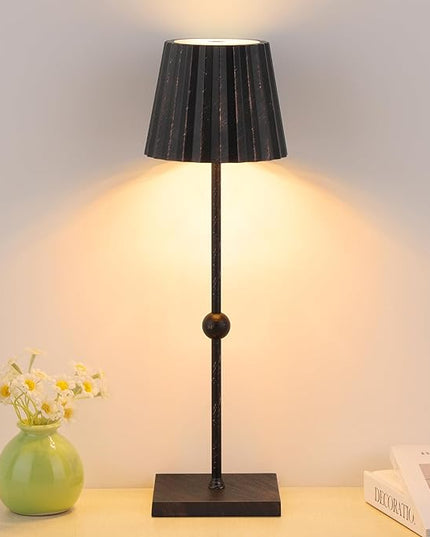 GGOYING Cordless Table Lamp,Battery Operated LED Lamp with 5200mAh,3 Color Mode,Stepless Dimming, Modern Portable Lamp for RestaurantOutdoor(Black Brush Gold) - LeafyLoom