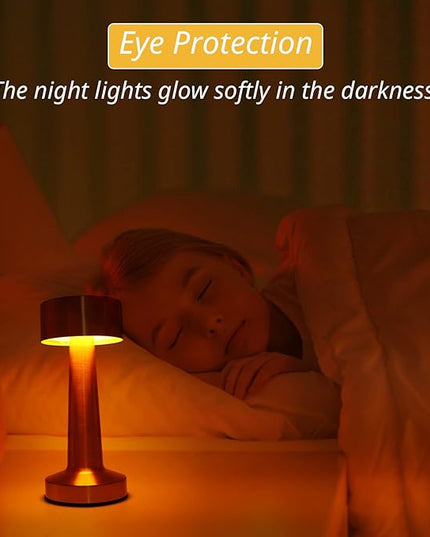 Cordless Portable LED Table Lamp with Touch Sensor, Dimmable Gold Yellow White 3 Colors, Rechargeable Desklamp Night Light for Kids Nursery Bedroom Bedside Lamp (Rose Gold) - LeafyLoom