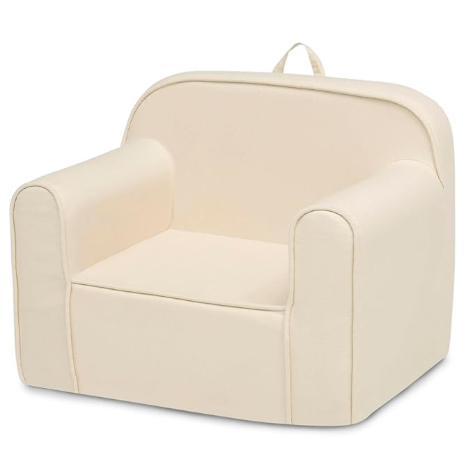 Delta Children Cozee Chair -Foam Kids Chair for Ages 18 Months and Up, Oatmeal - LeafyLoom