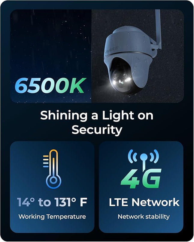 REOLINK 4K LTE Cellular Security Camera Wireless Outdoor, No WiFi, 3G/4G LTE, Solar Powered, SIM Card+32GB SD Card Included, Color Night Vision, Local/Cloud Storage, Go PT Ultra+SP, Updated Version REOLINK
