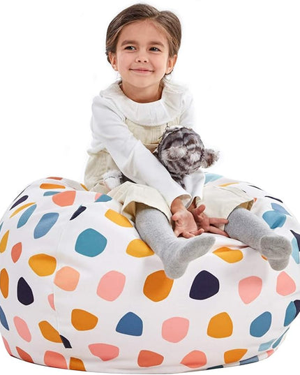 Nobildonna Stuffed Animal Storage Bean Bag Chair Cover Only for Kids Girls Toddler, Large Beanbag Chair Without Filling for Organizing Children Soft Plush Toys - LeafyLoom