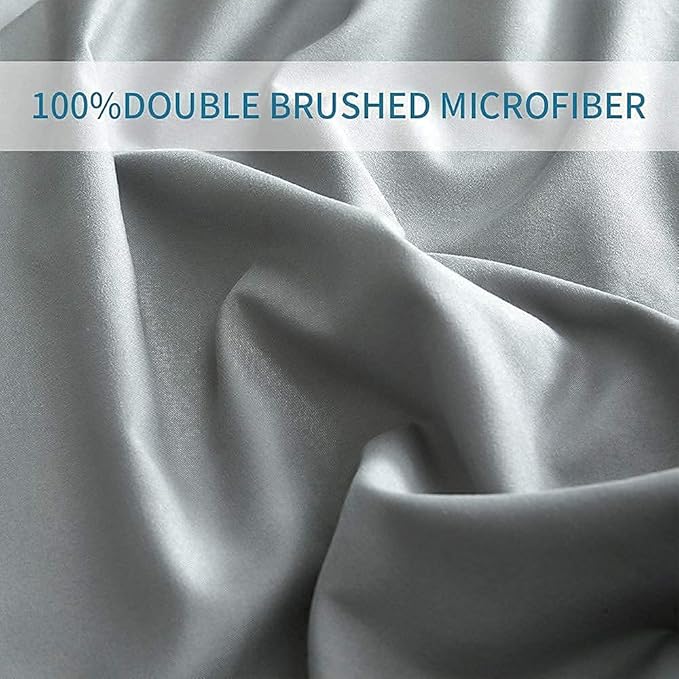 Bed Sheet Set - Brushed Microfiber Bedding - Bedding Sheets & Pillowcases - Deep Pockets - Easy Fit - Breathable & Cooling Sheets - 4 Piece California King Light Gray - LeafyLoom