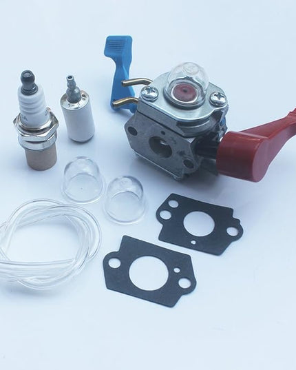 kipa Carburetor with Fuel line Spark plug Gasket kit for Poulan FL1500 FL1500LE Weedeater Sears Craftsman Leaf Blower Replace ZAMA C1U-W12B C1U-W12A Replace Husqvarna OEM # 530071629 - LeafyLoom
