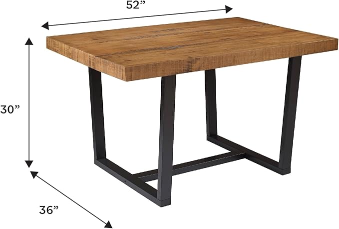 Walker Edison Andre Modern Solid Wood Dining Table, 52 Inch, Rustic Oak - LeafyLoom