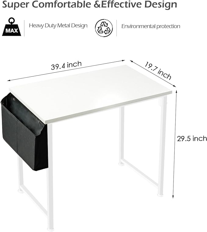 Lufeiya White Computer Desk for Bedroom - 40 inch Simple Modern Study Table Kid Girls Student Home Office Writing Desk, White - LeafyLoom