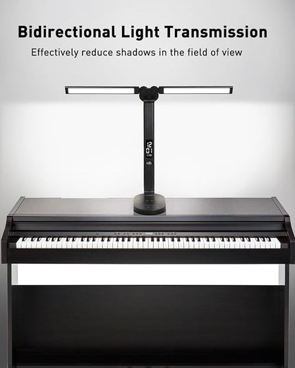LED Desk Lamps for Home Office, Double Head Table Lamp with Wireless Charger, USB Charging Port, Clock, Alarm, Date, Temperature, Bedside Nightstand Light with Night Light for Bedroom Reading 14W - LeafyLoom