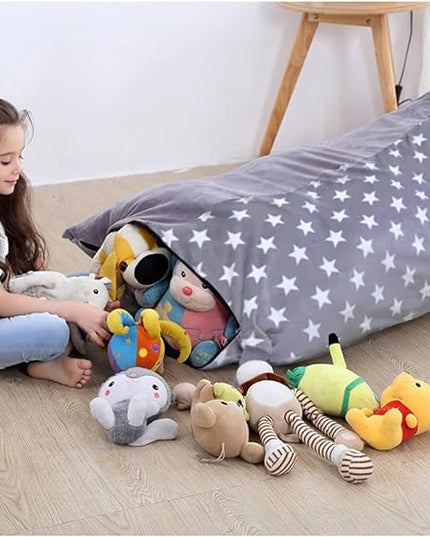 Stuffed Animal Storage Bean Bag Chair Cover | 53" Extra Large Beanbag for Kids and Adults, Plush Toys Holder and Organizer for Boys and Girls | Premium Velvet - Soft & Comfortabl (Stars Style) - LeafyLoom